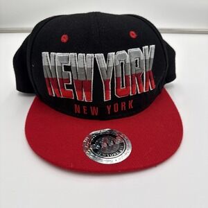New York Snapback Hat Black Red TiT Brand Embroidered Logo Adjustable Cap